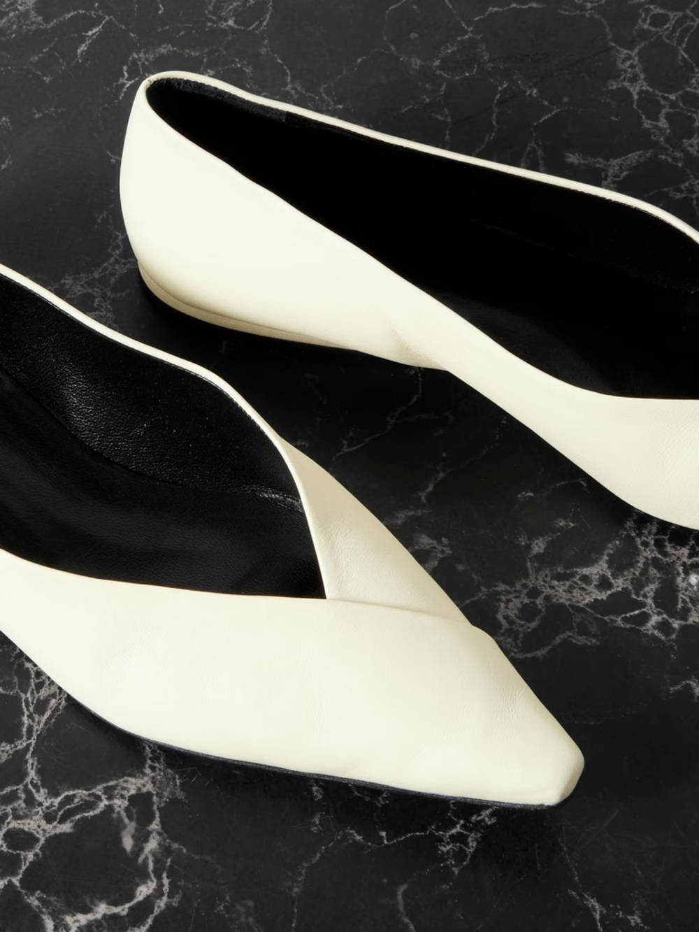 Barsi White Leather Ballet Flats size 39 - Loulou de Saison - Picture 3 of 14